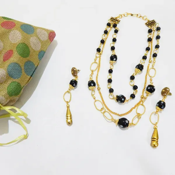 Gold_Multi_Line_Metal_Chain_Glass_Beads_Necklace_For_Women