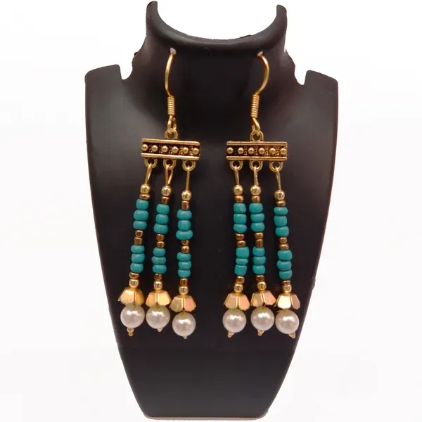 Green_Sea_Glass_Seed_Beaded_With_Pearl_Earrings_For_Women