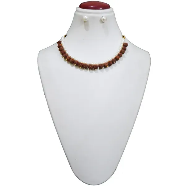 Multicolor_5mm_Real_Pearl_With_Rudraksha_Choker_Necklace_For_Women
