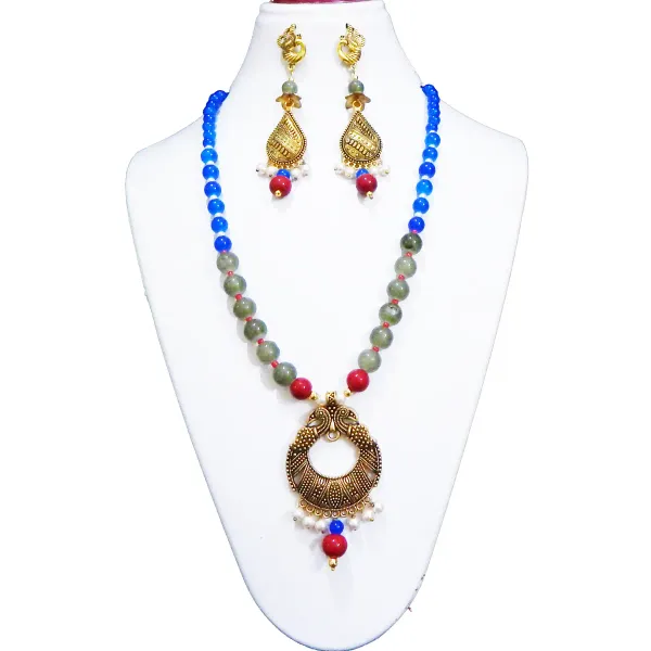 Multicolor_Glass_Beads_Metal_Pendant_Necklace_For_Women
