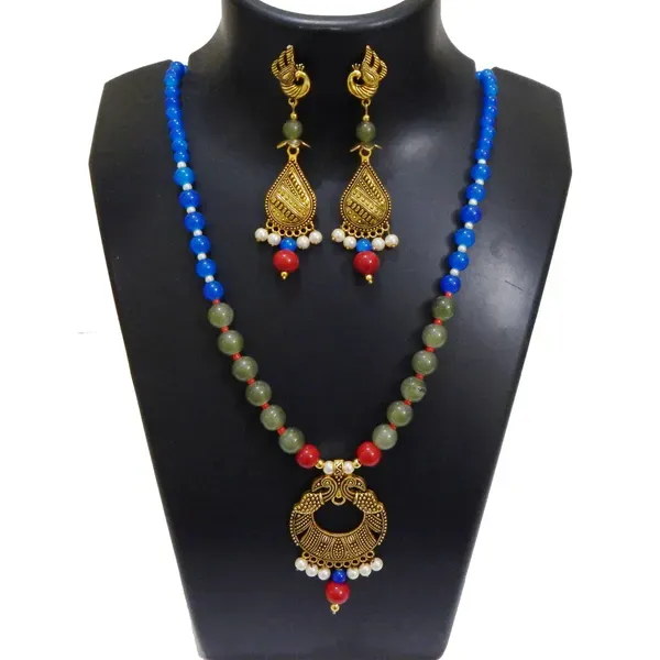 Multicolor_Glass_Beads_Metal_Pendant_Necklace_For_Women
