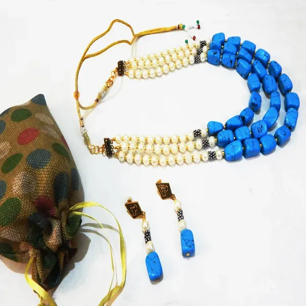 Sky_Blue_Turquoise_Tumble_Synthetic_Pearl_Necklace_For_Women