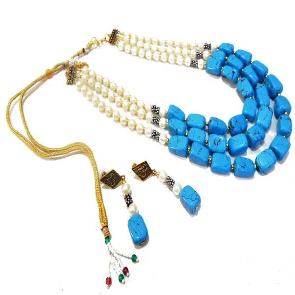 Sky_Blue_Turquoise_Tumble_Synthetic_Pearl_Necklace_For_Women