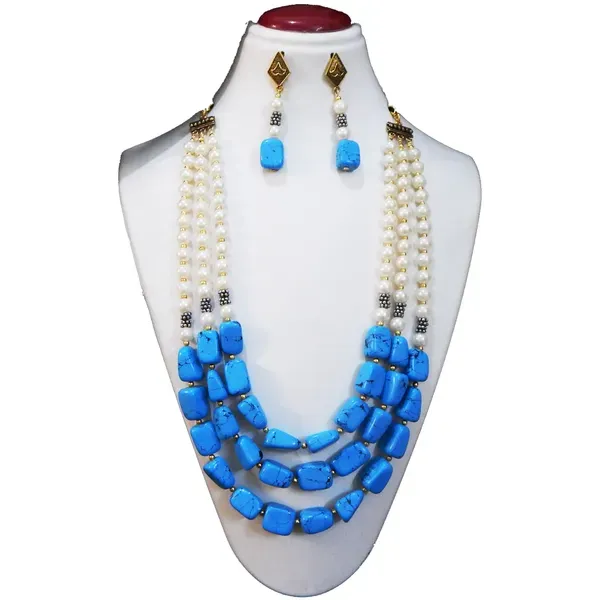 Sky_Blue_Turquoise_Tumble_Synthetic_Pearl_Necklace_For_Women