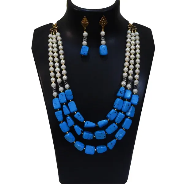 Sky_Blue_Turquoise_Tumble_Synthetic_Pearl_Necklace_For_Women