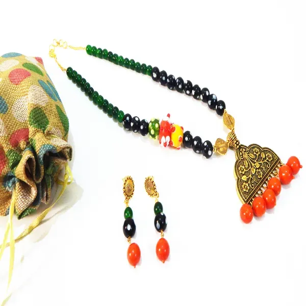 Multicolor_Glass_Beads_With_Metal_Pendant_Necklace_For_Women