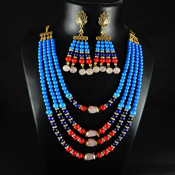 Multicolor_Gemstone_4-Line_Stone_Bead_Necklace_For_Women