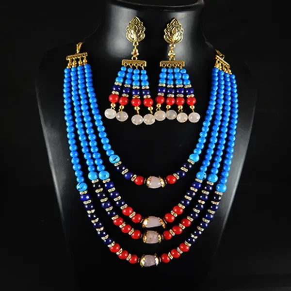 Multicolor_Gemstone_4-Line_Stone_Bead_Necklace_For_Women