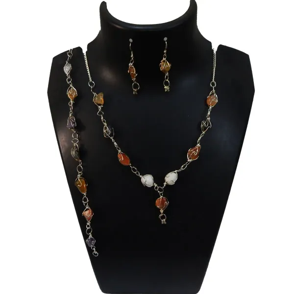 Multicolor_Gemstone_Tumble_Silver_Tone_Necklace_For_Women