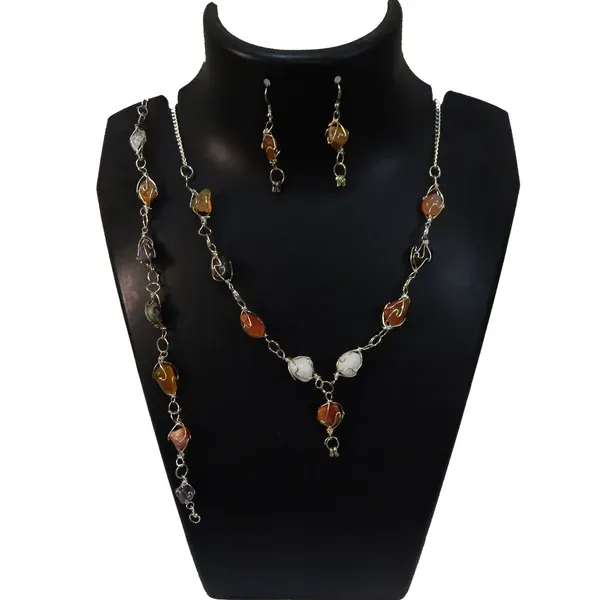 Multicolor_Gemstone_Tumble_Silver_Tone_Necklace_For_Women