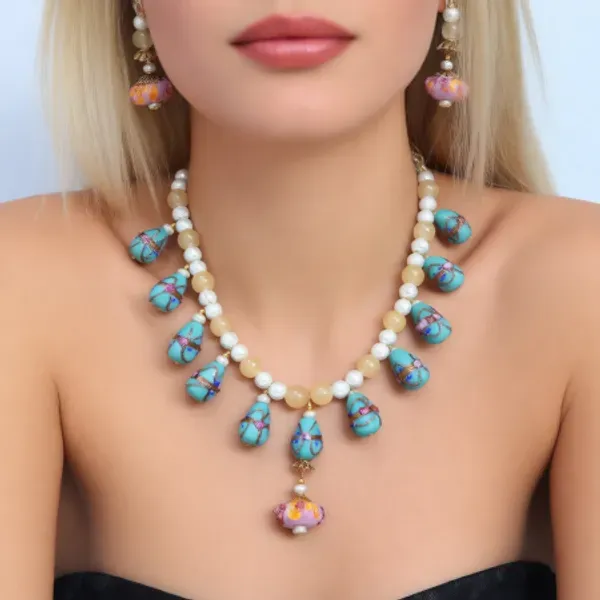 Sea_Green_Synthetic_Pearl_Lampwork_Glass_Beads_Choker_Necklace_For_Women