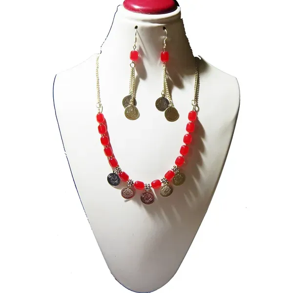 Red_Glass_Beads_With_Metal_Charms_Jewelry_For_Women