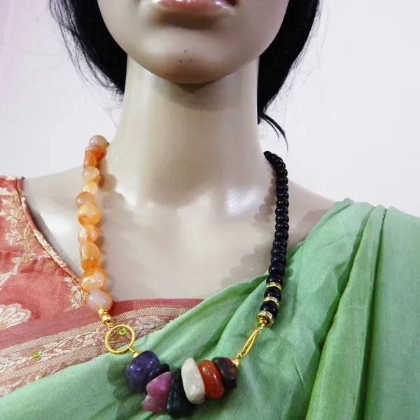 Multicolor_Carnelian_Black_Onyx_Gemstone_Beads_Necklace_For_Women