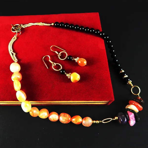 Multicolor_Carnelian_Black_Onyx_Gemstone_Beads_Necklace_For_Women