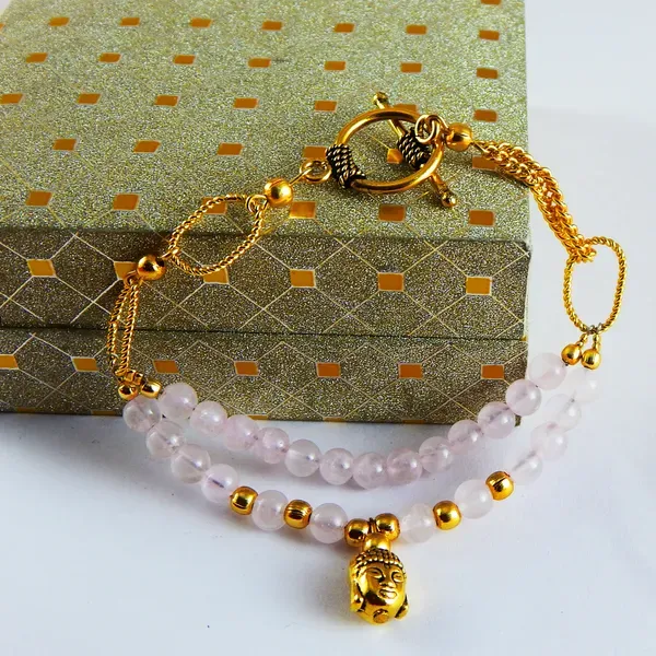 Pink_Gemstone_Rose_Quartz_6mm_Round_Beads_Gold_Chain_Bracelet_For_Women