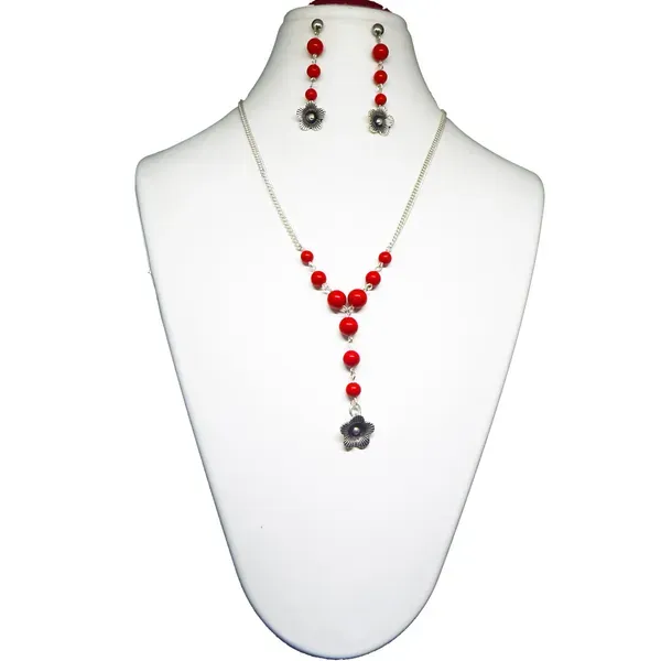 Red_Gemstone_Coral_Small_Pendant_Necklace_For_Women
