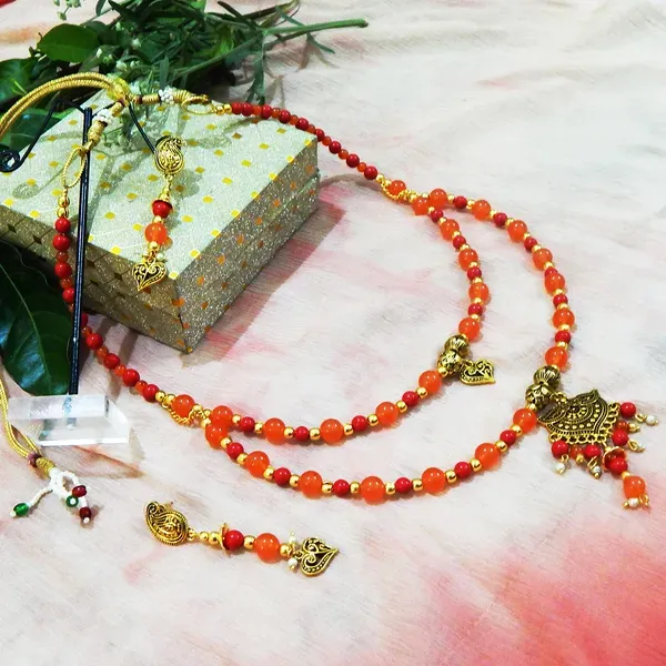 Orange_Gemstone_Carnelian_Red_Coral_With_Metal_Pendant_Necklace_For_Women