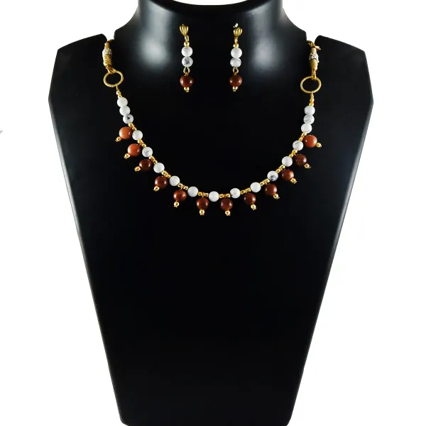 Gold_Gemstone_Howlite_Goldstone_Choker_Necklace_For_Women