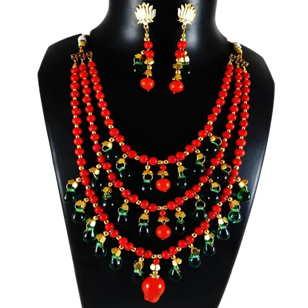Red_Green_Glass_Beads_Fancy_Choker_Necklace_For_Women