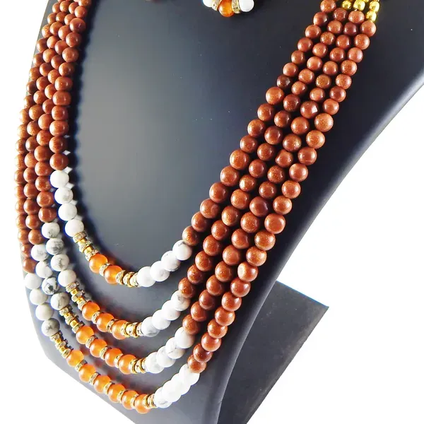 Multicolor_Gemstone_Mixed_Beads_Four_Line_Necklace_For_Women