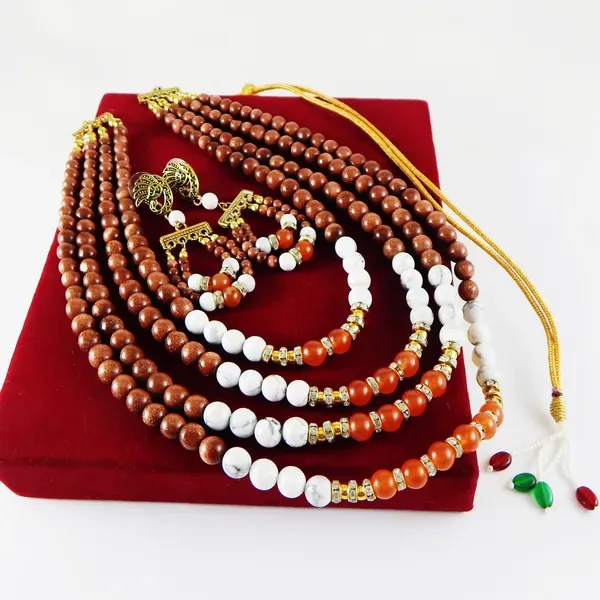 Multicolor_Gemstone_Mixed_Beads_Four_Line_Necklace_For_Women