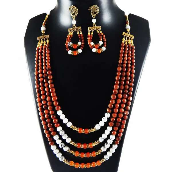 Multicolor_Gemstone_Mixed_Beads_Four_Line_Necklace_For_Women