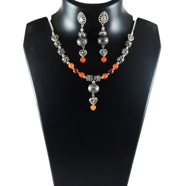 Multicolor_Gemstone_Carnelian_Goldstone_With_Metal_Beads_Necklace_For_Wom