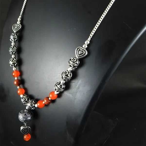 Multicolor_Gemstone_Carnelian_Goldstone_With_Metal_Beads_Necklace_For_Wom