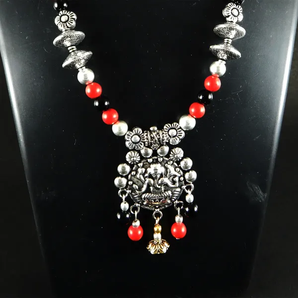 Multicolor_Gemstone_Metal_Beads_With_Pendant_Necklace_For_Women