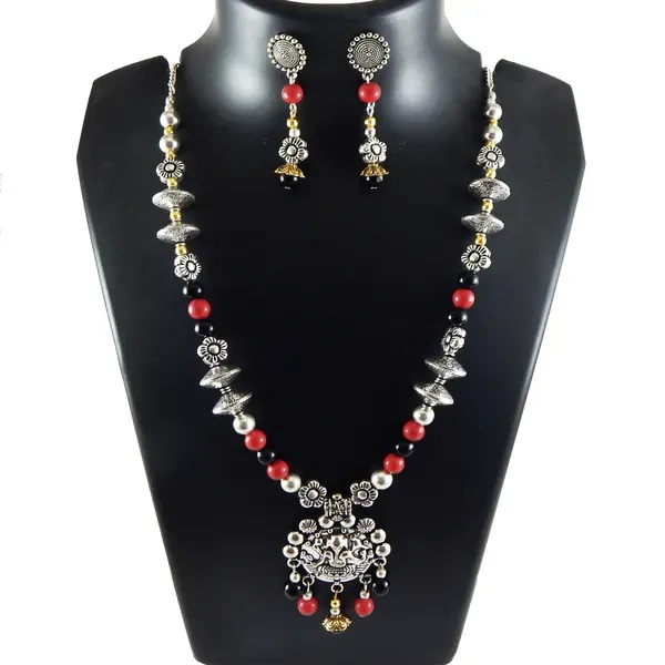 Multicolor_Gemstone_Metal_Beads_With_Pendant_Necklace_For_Women