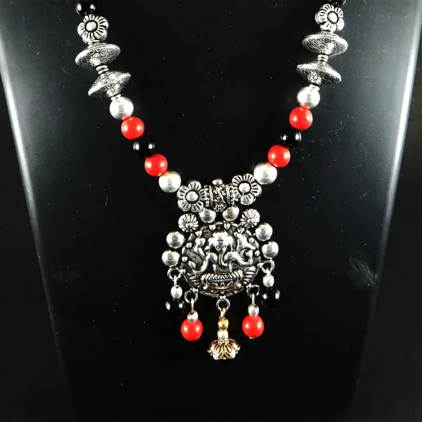Multicolor_Gemstone_Metal_Beads_With_Pendant_Necklace_For_Women