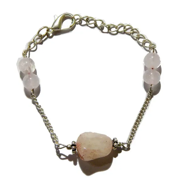 Pink_Gemstone_Rose_Quartz_Tumble_Beads_Chain_Bracelet_For_Women