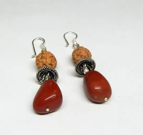 Pink_Rudraksha_Rose_Quartz_Stone_Earrings_For_Women