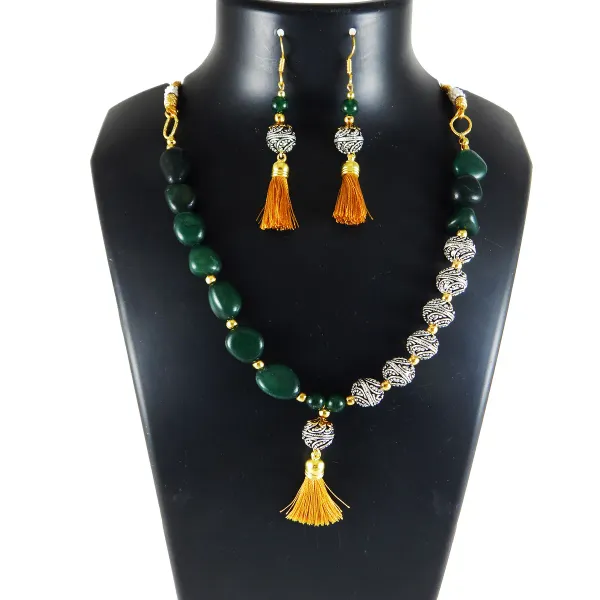 Green_Gems_Tumble_Green_Aventurine_Metal_Beads_Necklace_For_Women