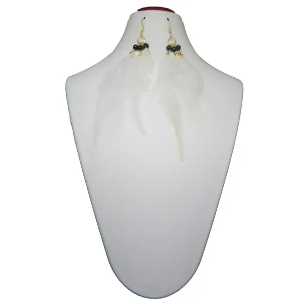 White_Glass_Beads_Bird_Feather_Hook_Earrings_For_Girls