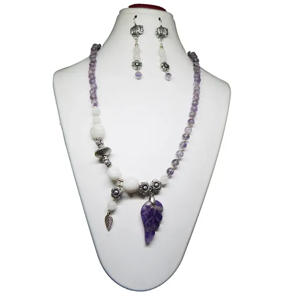 Purple_Gemstone_Amethist_White_Agate_Tumble_Necklace_For_Women