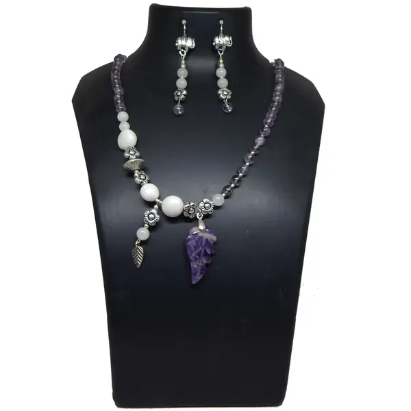 Purple_Gemstone_Amethist_White_Agate_Tumble_Necklace_For_Women