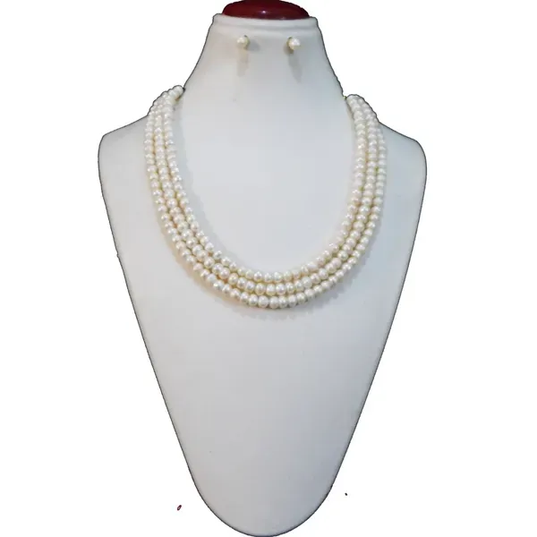 White_3_Line_Real_Pearl_Choker_Necklace_For_Women