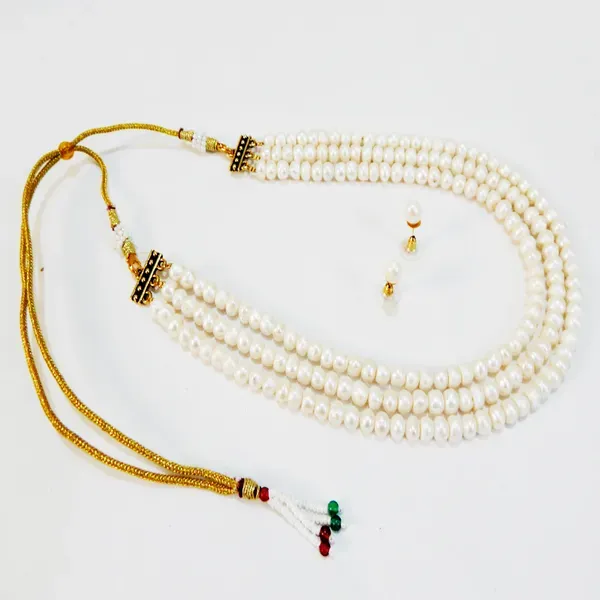 White_3_Line_Real_Pearl_Choker_Necklace_For_Women