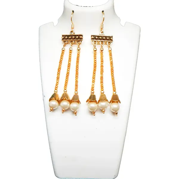 Orange_Glass_Seed_Beaded_With_Pearl_Earrings_For_Women