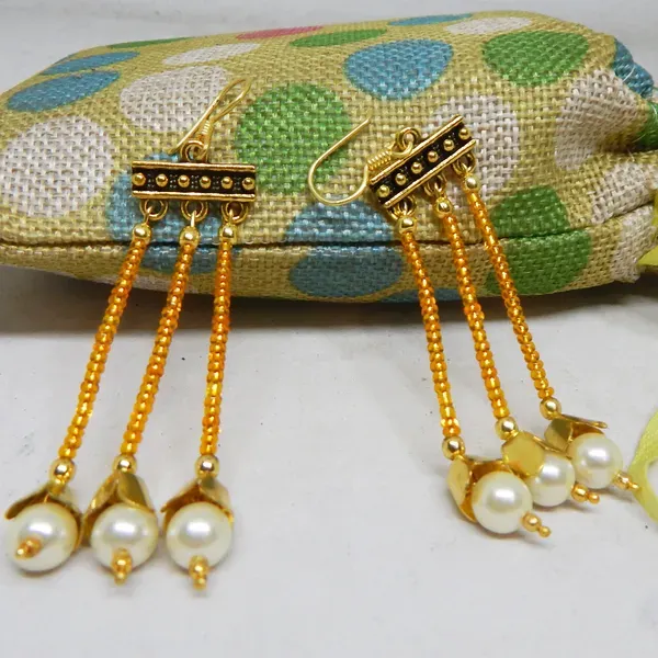 Orange_Glass_Seed_Beaded_With_Pearl_Earrings_For_Women
