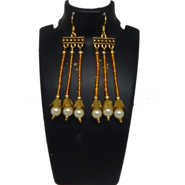 Orange_Glass_Seed_Beaded_With_Pearl_Earrings_For_Women
