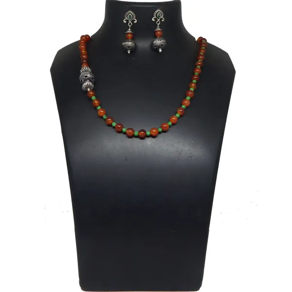 Orange_Gemstone_Carnelian_Malachite_Manmade_Stone_Beads_Necklace_For_Wo_More