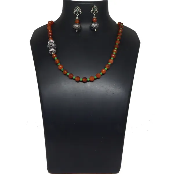 Orange_Gemstone_Carnelian_Malachite_Manmade_Stone_Beads_Necklace_For_Wo_More