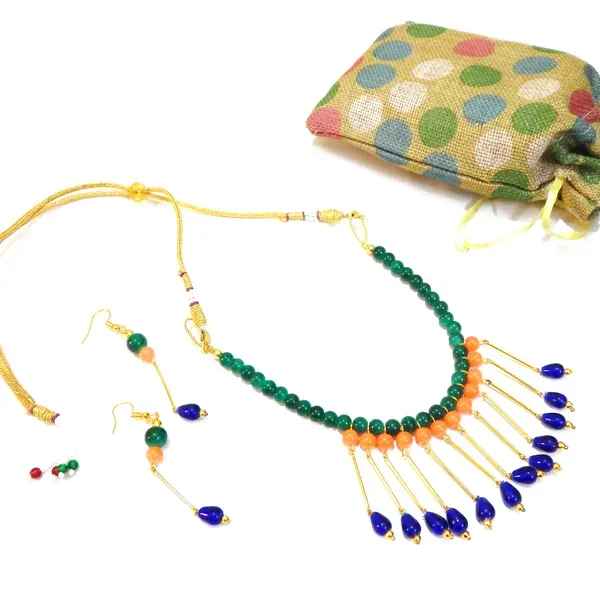 Multicolor_Glass_Beads_With_Metal_Findings_Choker_Necklace_For_Women