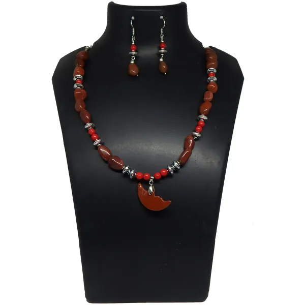 Red_Gemstone_Jasper_Tumble_Coral_Beads_Necklace_For_Women