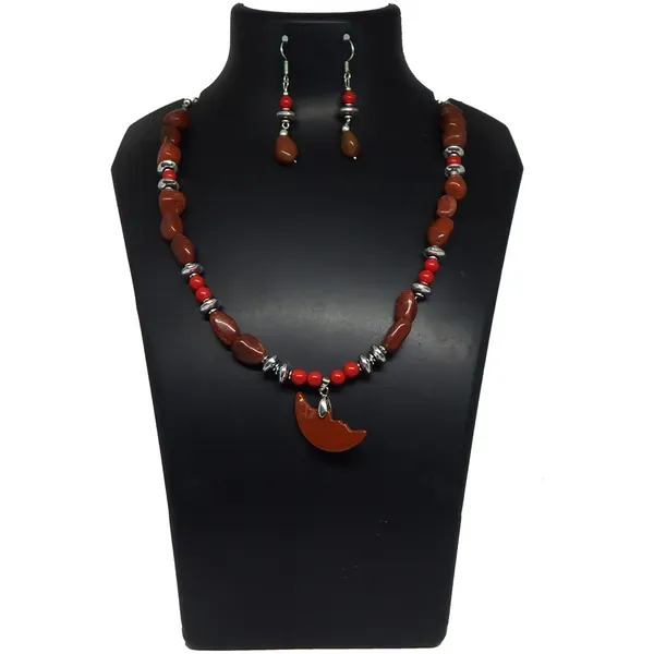 Red_Gemstone_Jasper_Tumble_Coral_Beads_Necklace_For_Women