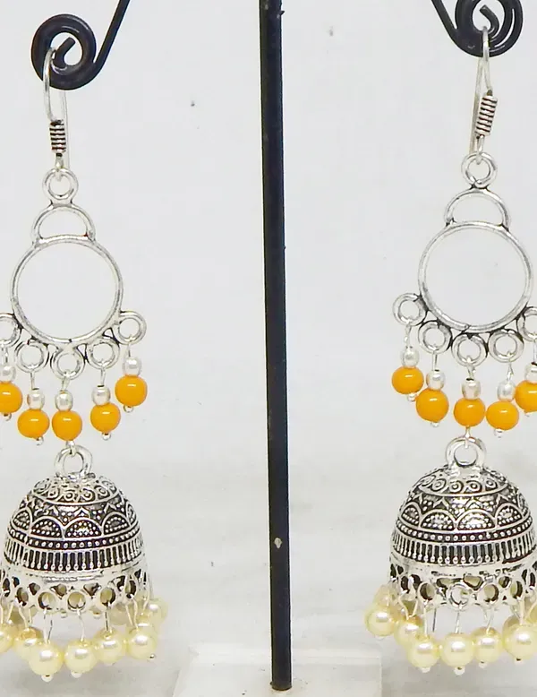 Silver_Metal_Jhumka_With_Glass_Beaded_Earrings_For_Women