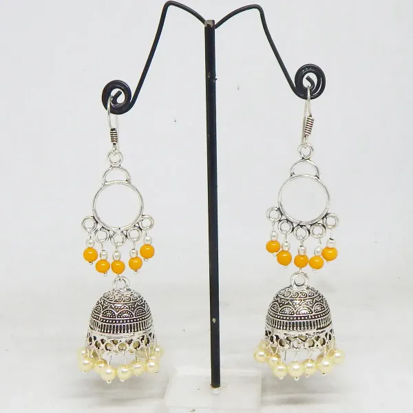 Silver_Metal_Jhumka_With_Glass_Beaded_Earrings_For_Women