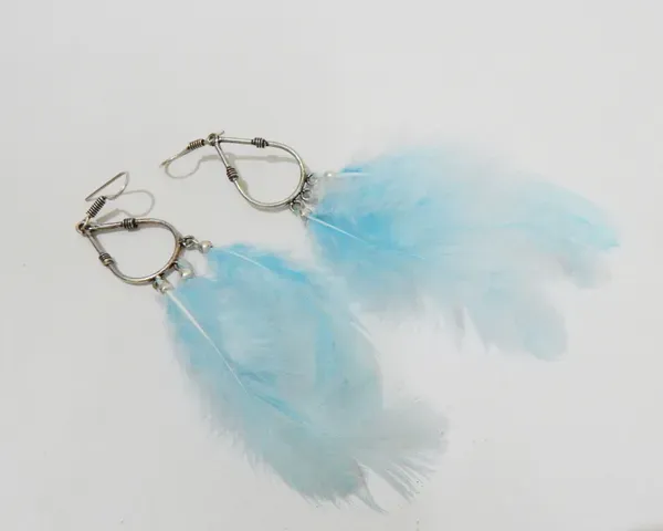 Sky_Blue_Feathers_Hanging_Metal_Earrings_For_Women
